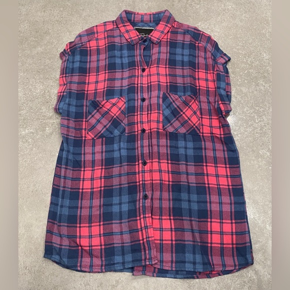 Rails sleeveless button down red & blue plaid flannel - Picture 1 of 3